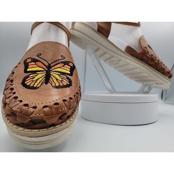 Sandals Women's Huarache Artesanías- Butterfly Embroidery Sandals Size 6 - NEW - Picture 4 of 16